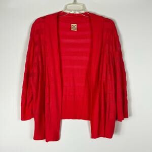 Faded Glory Womens Cardigan Chunky Stripe Lightweight Orange Coral Pink 2X